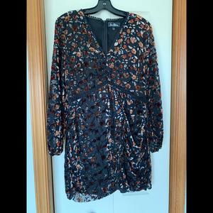 Sam Edelman Crushed Velvet Long Sleeve Dress Size 6